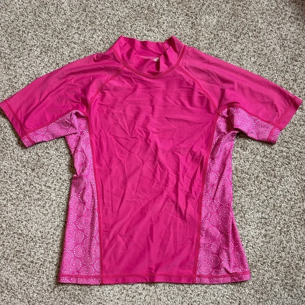 Patagonia Girls Pink Short Sleeve Rash-guard Top Size XL (14) | surf | beach |